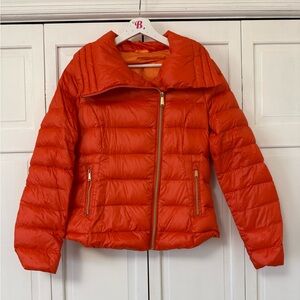 BCBGeneration Vibrant Orange Puffer Jacket 90% Down 10% Waterfowl feathers Med